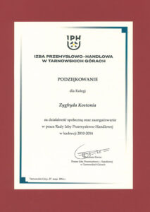 kz podziekowanie rada izby przem handlowej